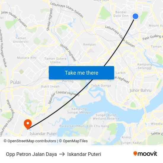 Opp Petron Jalan Daya to Iskandar Puteri map