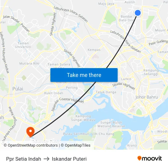 Ppr Setia Indah to Iskandar Puteri map