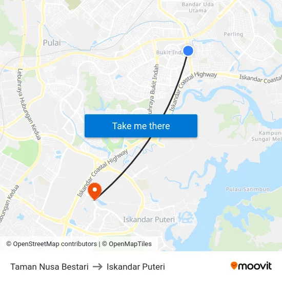 Taman Nusa Bestari to Iskandar Puteri map