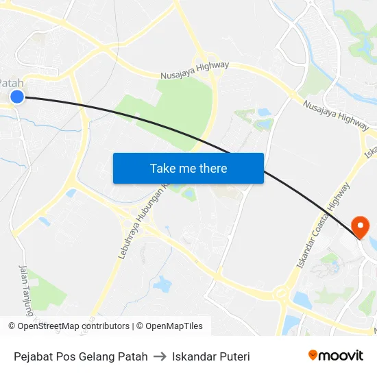 Pejabat Pos Gelang Patah to Iskandar Puteri map
