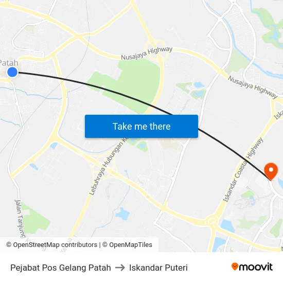 Pejabat Pos Gelang Patah to Iskandar Puteri map