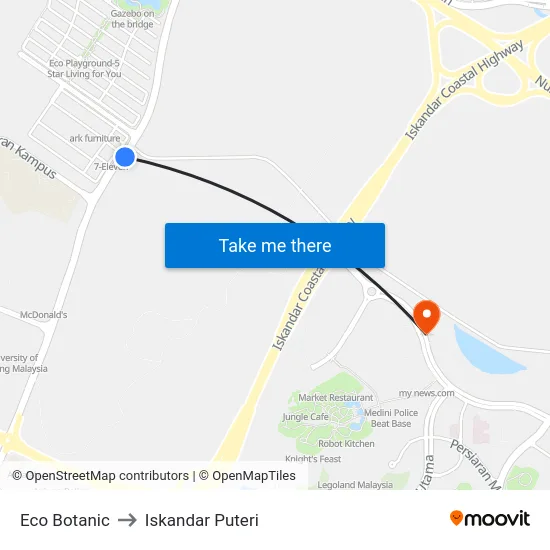 Eco Botanic to Iskandar Puteri map