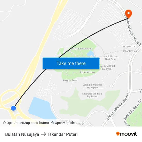 Bulatan Nusajaya to Iskandar Puteri map