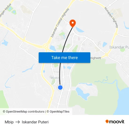 Mbip to Iskandar Puteri map