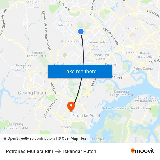 Petronas Mutiara Rini to Iskandar Puteri map