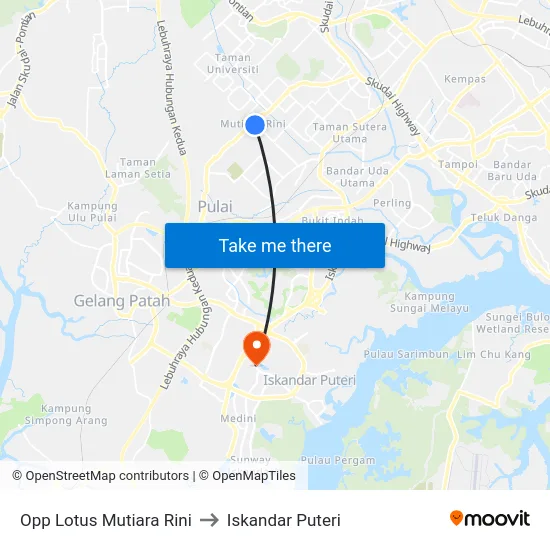Opp Lotus Mutiara Rini to Iskandar Puteri map