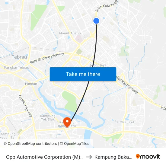 Opp Automotive Corporation (M) Sdn. Bhd to Kampung Bakar Batu map