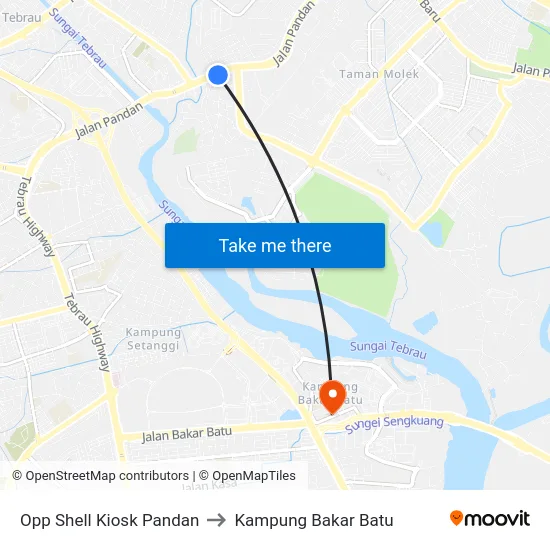 Opp Shell Kiosk Pandan to Kampung Bakar Batu map