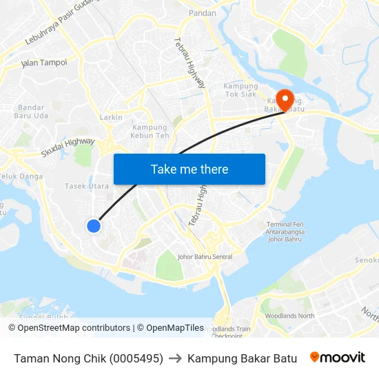 Taman Nong Chik (0005495) to Kampung Bakar Batu map
