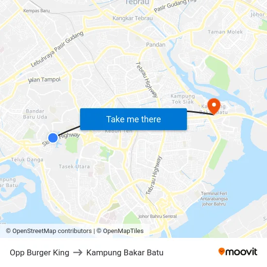Opp Burger King to Kampung Bakar Batu map