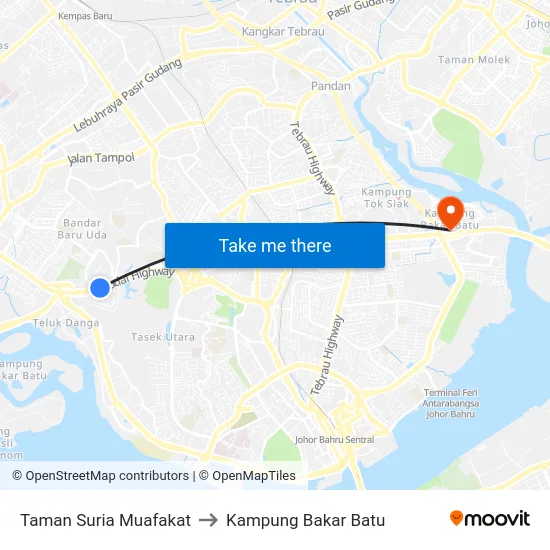 Taman Suria Muafakat to Kampung Bakar Batu map