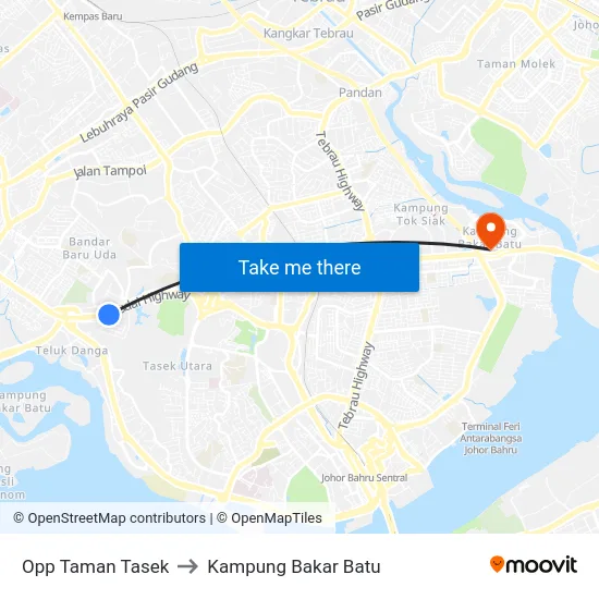 Opp Taman Tasek to Kampung Bakar Batu map