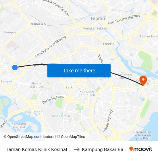 Taman Kemas Klinik Kesihatan to Kampung Bakar Batu map
