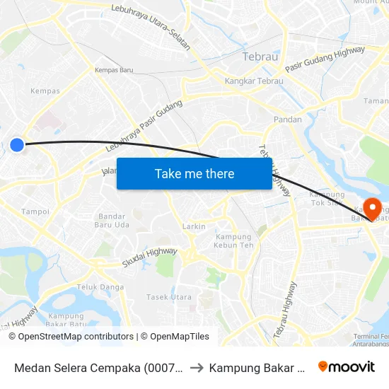 Medan Selera Cempaka (0007662) to Kampung Bakar Batu map