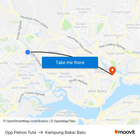 Opp Petron Tuta to Kampung Bakar Batu map
