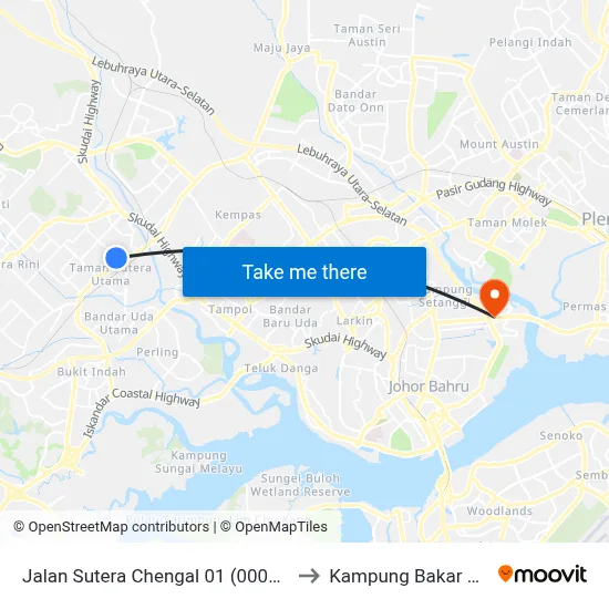 Jalan Sutera Chengal 01 (0008050) to Kampung Bakar Batu map