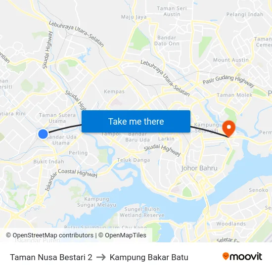 Taman Nusa Bestari 2 to Kampung Bakar Batu map