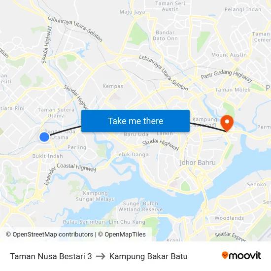 Taman Nusa Bestari 3 to Kampung Bakar Batu map