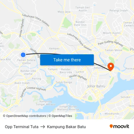 Opp Terminal Tuta to Kampung Bakar Batu map