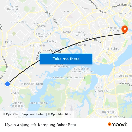Mydin Anjung to Kampung Bakar Batu map