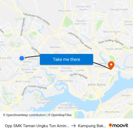 Opp SMK Taman Ungku Tun Aminah (0007602) to Kampung Bakar Batu map
