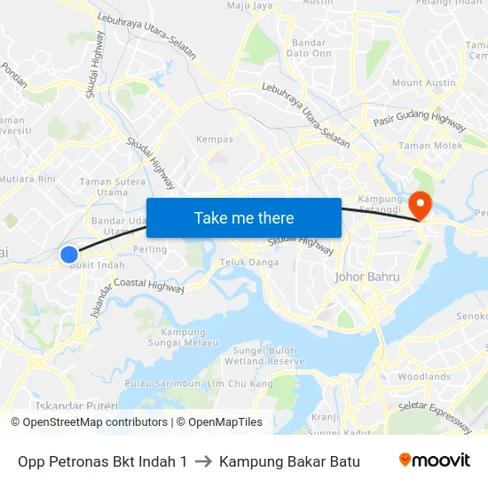 Opp Petronas Bkt Indah 1 to Kampung Bakar Batu map