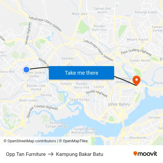 Opp Tan Furniture to Kampung Bakar Batu map