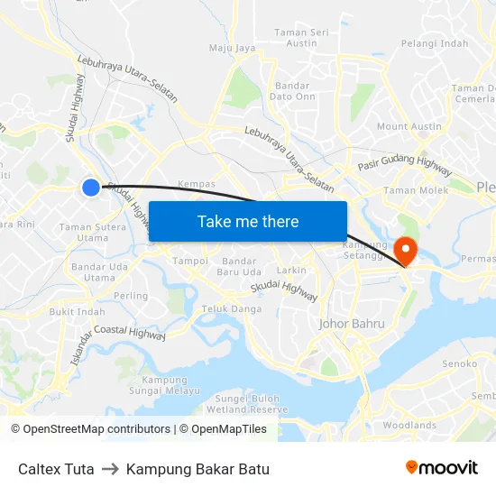 Caltex Tuta to Kampung Bakar Batu map