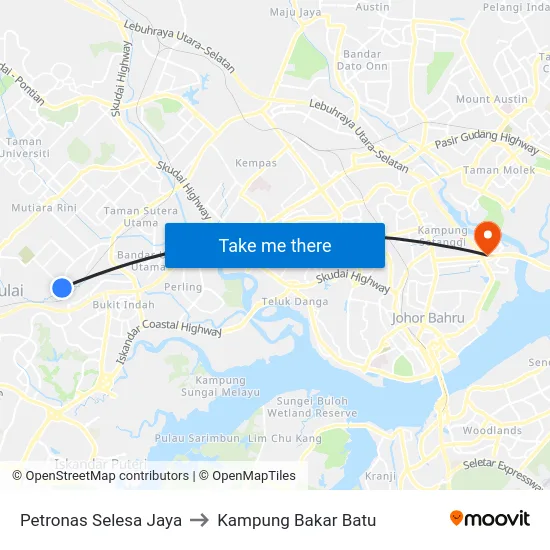 Petronas Selesa Jaya to Kampung Bakar Batu map