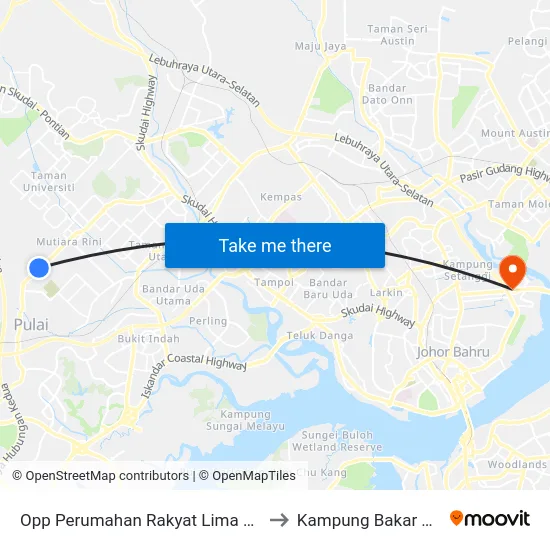 Opp Perumahan Rakyat Lima Kedai to Kampung Bakar Batu map