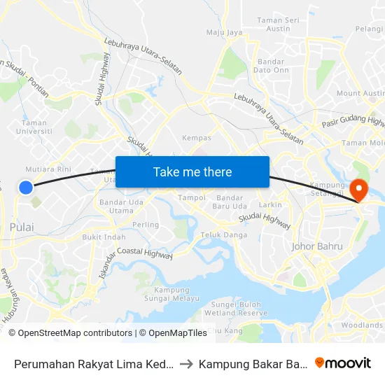 Perumahan Rakyat Lima Kedai to Kampung Bakar Batu map