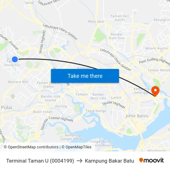 Terminal Taman U (0004199) to Kampung Bakar Batu map
