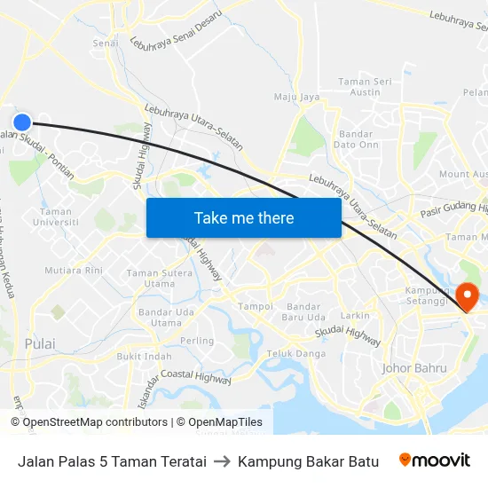 Jalan Palas 5 Taman Teratai to Kampung Bakar Batu map