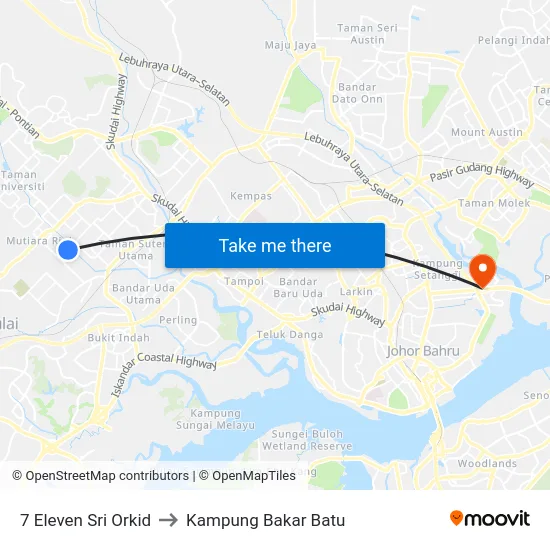 7 Eleven Sri Orkid to Kampung Bakar Batu map
