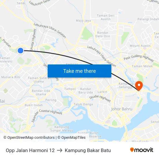 Opp Jalan Harmoni 12 to Kampung Bakar Batu map
