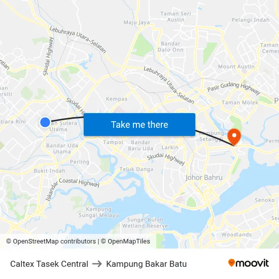 Caltex Tasek Central to Kampung Bakar Batu map