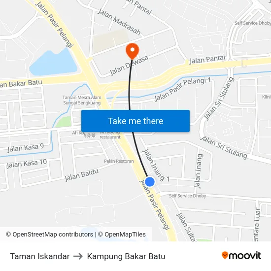 Taman Iskandar to Kampung Bakar Batu map