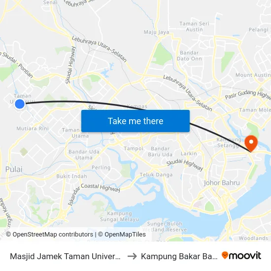 Masjid Jamek Taman Universiti to Kampung Bakar Batu map