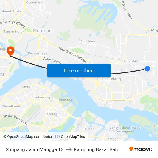 Simpang Jalan Mangga 13 to Kampung Bakar Batu map