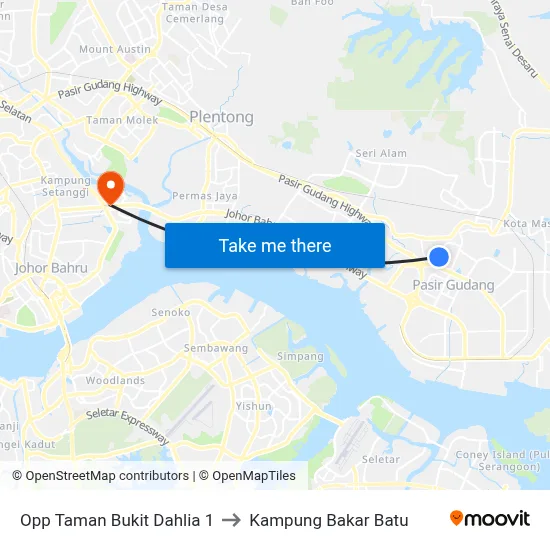 Opp Taman Bukit Dahlia 1 to Kampung Bakar Batu map