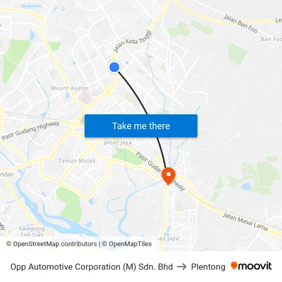 Opp Automotive Corporation (M) Sdn. Bhd to Plentong map