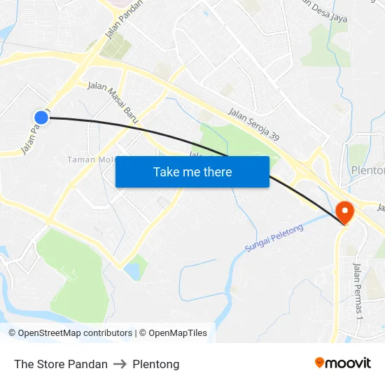 The Store Pandan to Plentong map