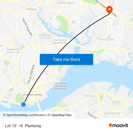 Lot 10 to Plentong map