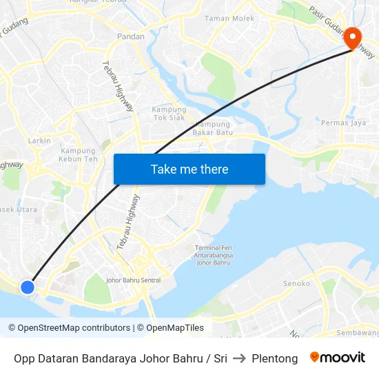 Opp Dataran Bandaraya Johor Bahru / Sri to Plentong map