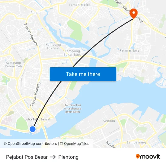 Pejabat Pos Besar to Plentong map