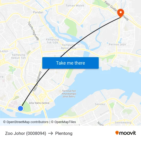 Zoo Johor (0008094) to Plentong map