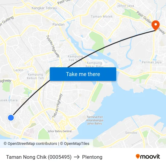 Taman Nong Chik (0005495) to Plentong map