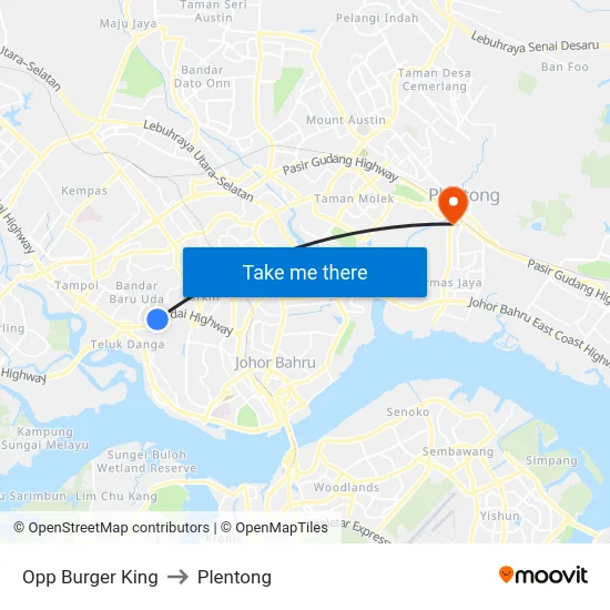 Opp Burger King to Plentong map