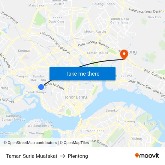 Taman Suria Muafakat to Plentong map