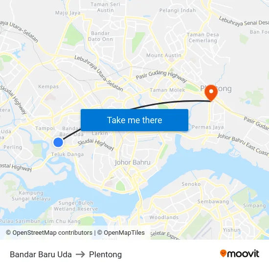 Bandar Baru Uda to Plentong map